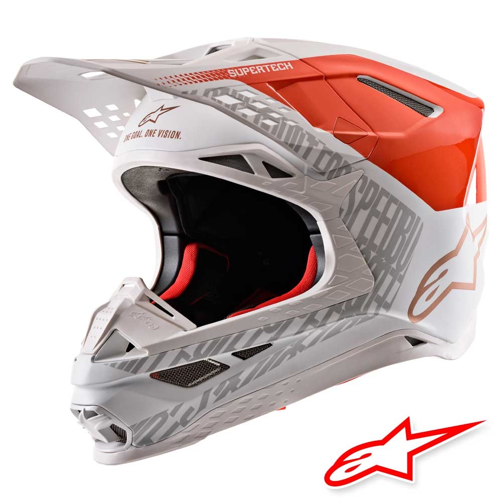 CASCO MOTOCROSS ONE HELMETS RACING MOTO ARANCIO FLUO BIANCO ARANCIONE