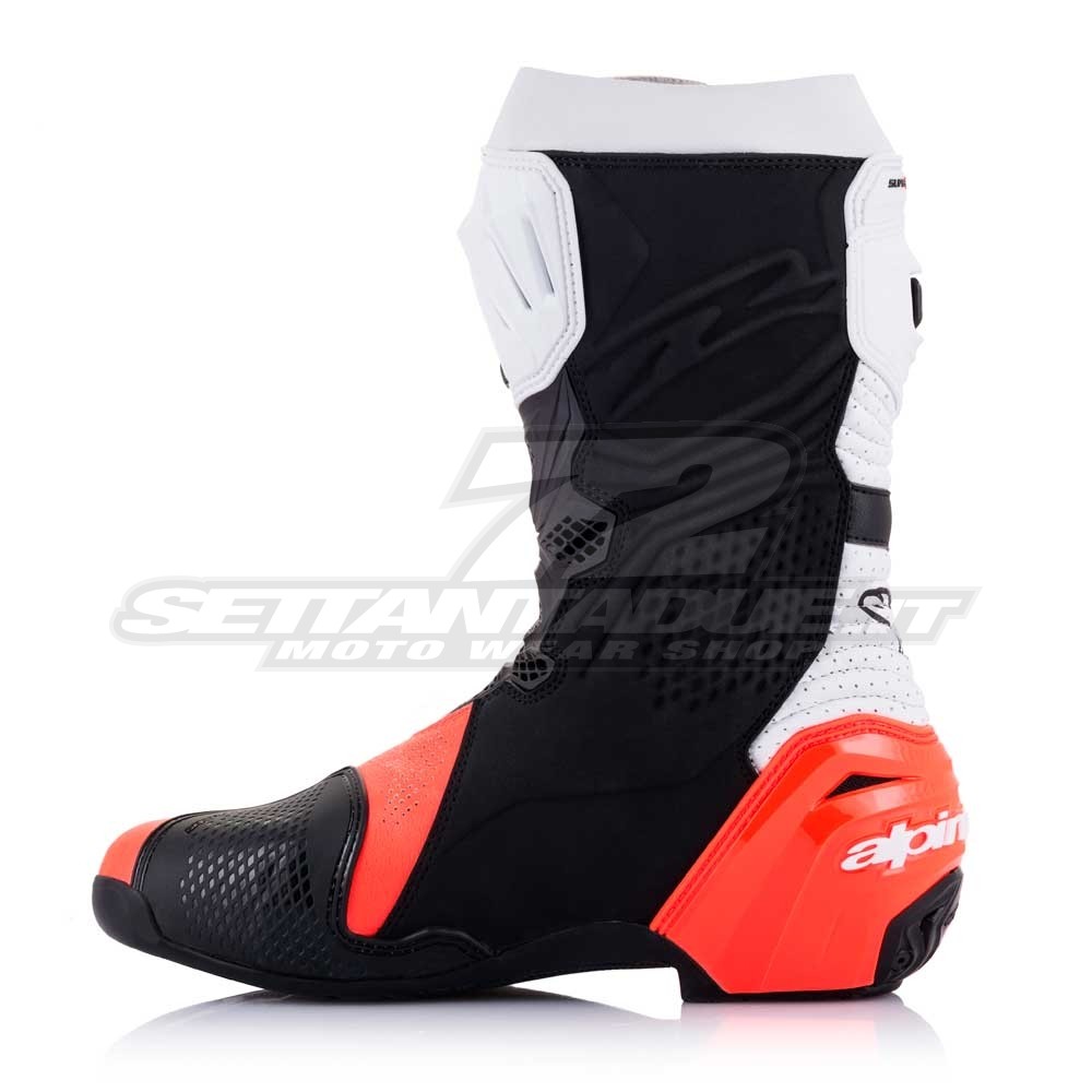 Stivali Moto Alpinestars SUPERTECH R VENTED - Nero Bianco Rosso Fluo