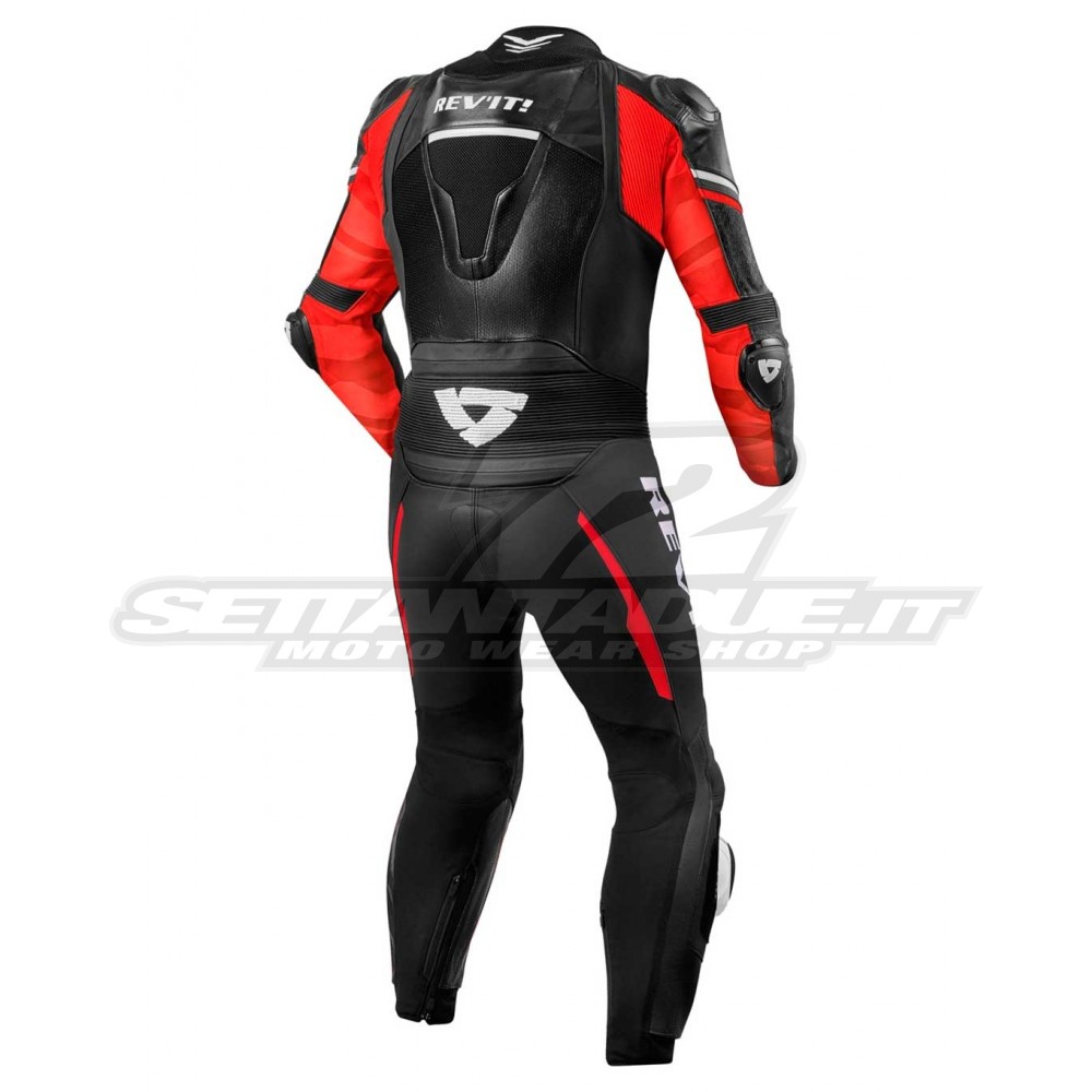 Tuta Pelle Moto REV'IT! HYPERSPEED - Nero Neon Rosso - Offerta Online