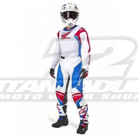 Completo Motocross Alpinestars HONDA RACER ICONIC - Bianco Blu Vivo Rosso Vivo - Offerta