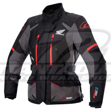 Giacca Moto Donna Alpinestars HONDA STELLA ANDES V3 DRYSTAR - Black Tar Gray Bright Red - Offerta