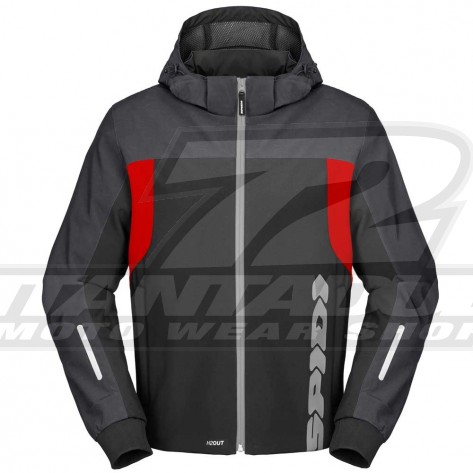 Giacca Moto Spidi HOODIE H2OUT II - Nero Antracite Rosso Fluo - Offerta