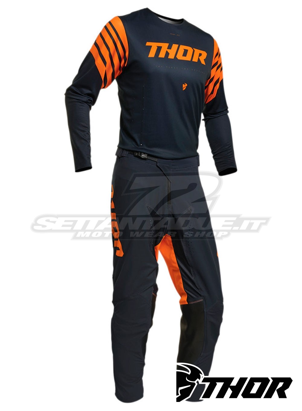 Pantaloni motocross bambino Thor Sector Checker grigio arancione