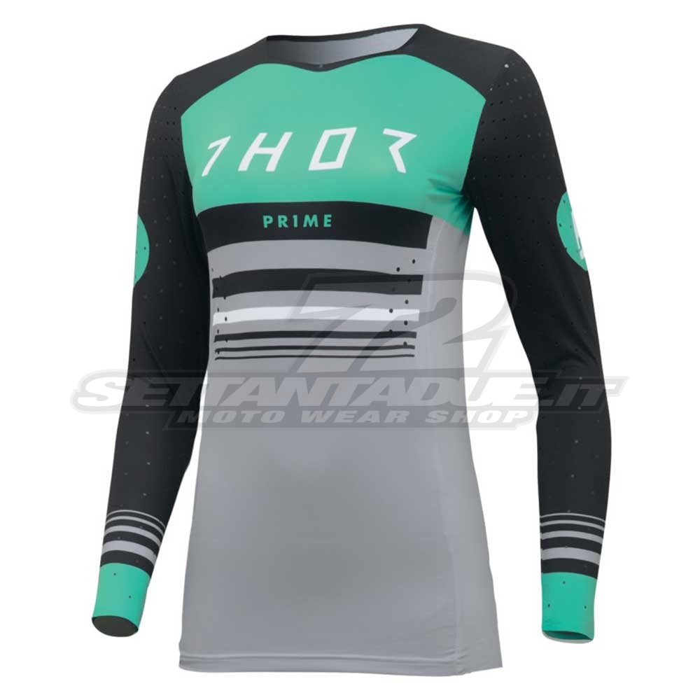 Maglia Cross Donna Thor WOMEN'S PRIME BLAZE - Nero Menta - Offerta Online