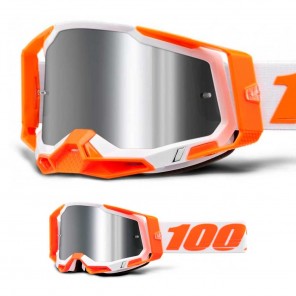 Maschera Cross 100% RACECRAFT2 Orange - Lente Argento Specchio - Offerta Online