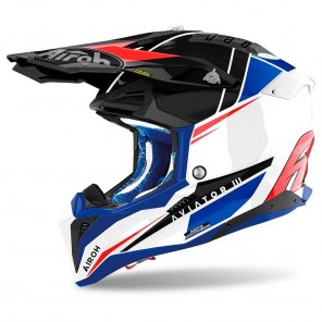 Casco Motocross Airoh AVIATOR 3 Push - Blu Rosso - Offerta Online
