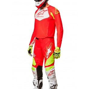 Completo Motocross Alpinestars TECHSTAR FACTORY - Rosso Fluo Bianco Giallo Fluo