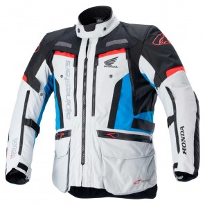 Giacca Moto Alpinestars HONDA BOGOTÀ PRO DRYSTAR - Grigio Ghiaccio Blu Rosso Vivo - Offerta 