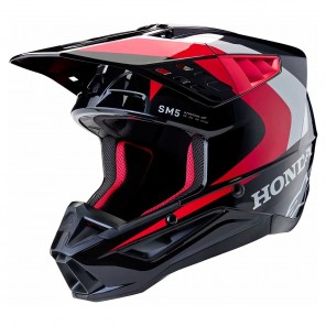 Casco Motocross Alpinestars HONDA SM5 - Nero Rosso Lucido - Offerta