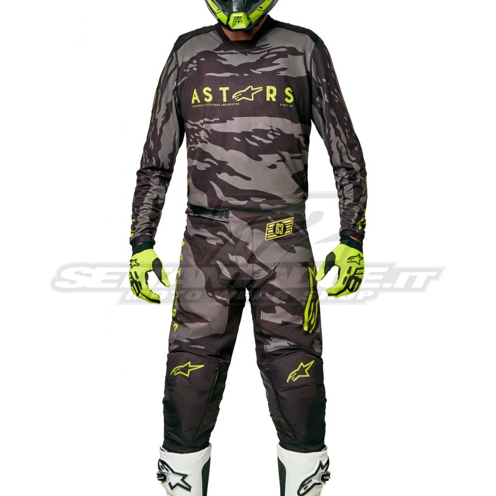 Alpinestars RACER TACTICAL Motocross Kit - Black Grey Camo Yellow Fluo