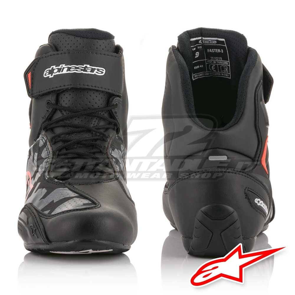 Alpinestars FASTER-3 Motorcycle Riding Shoes - Black Grey Camo Red