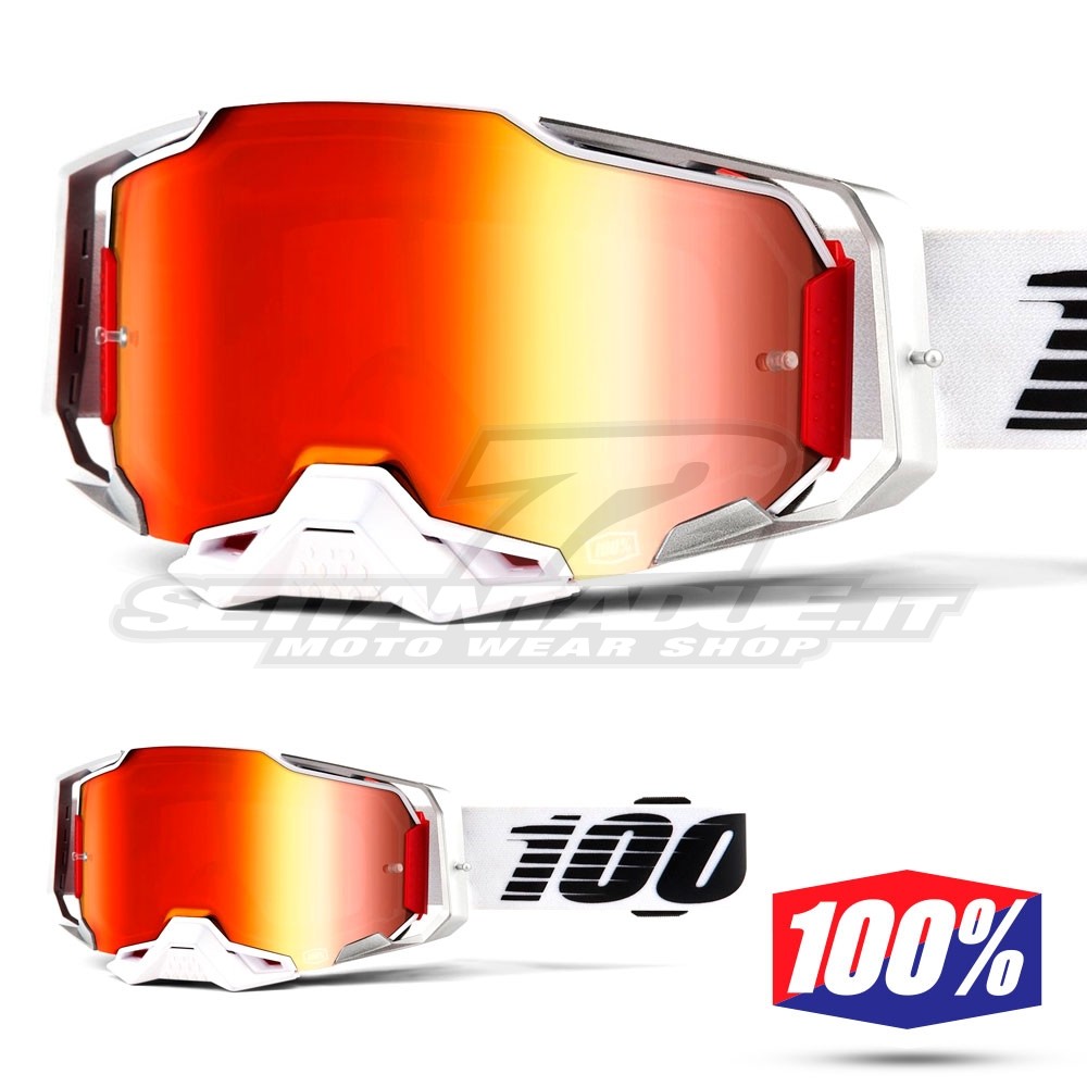 100% ARMEGA Lightsaber MX Goggles - Red Mirror Lens | SETTANTADUE.IT