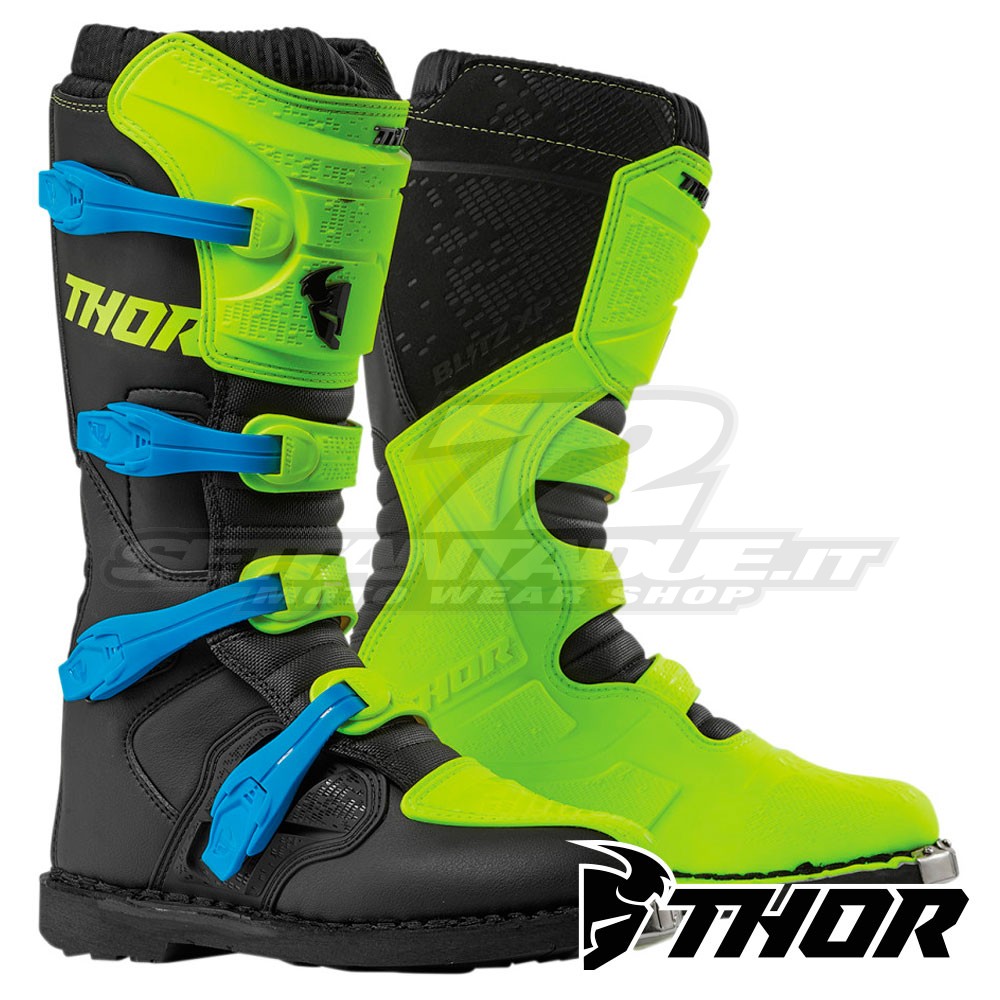 Thor BLITZ XP MX Boots - Flo Acid Black 