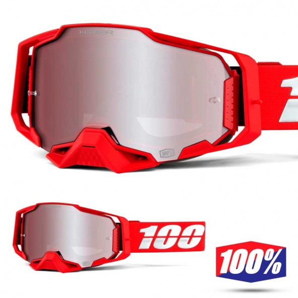 100% ARMEGA RACR MX Goggles - HiPER Silver Mirror Lens