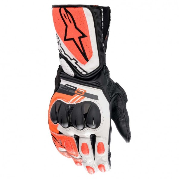 Alpinestars SP-8 V3 AIR Motorcycle Leather Gloves - Black White
