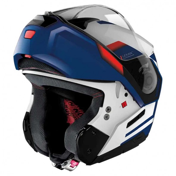 Nolan N90-3 N-COM Reflector 37 Motorcycle Helmet - Metal White Black Red -  Sale