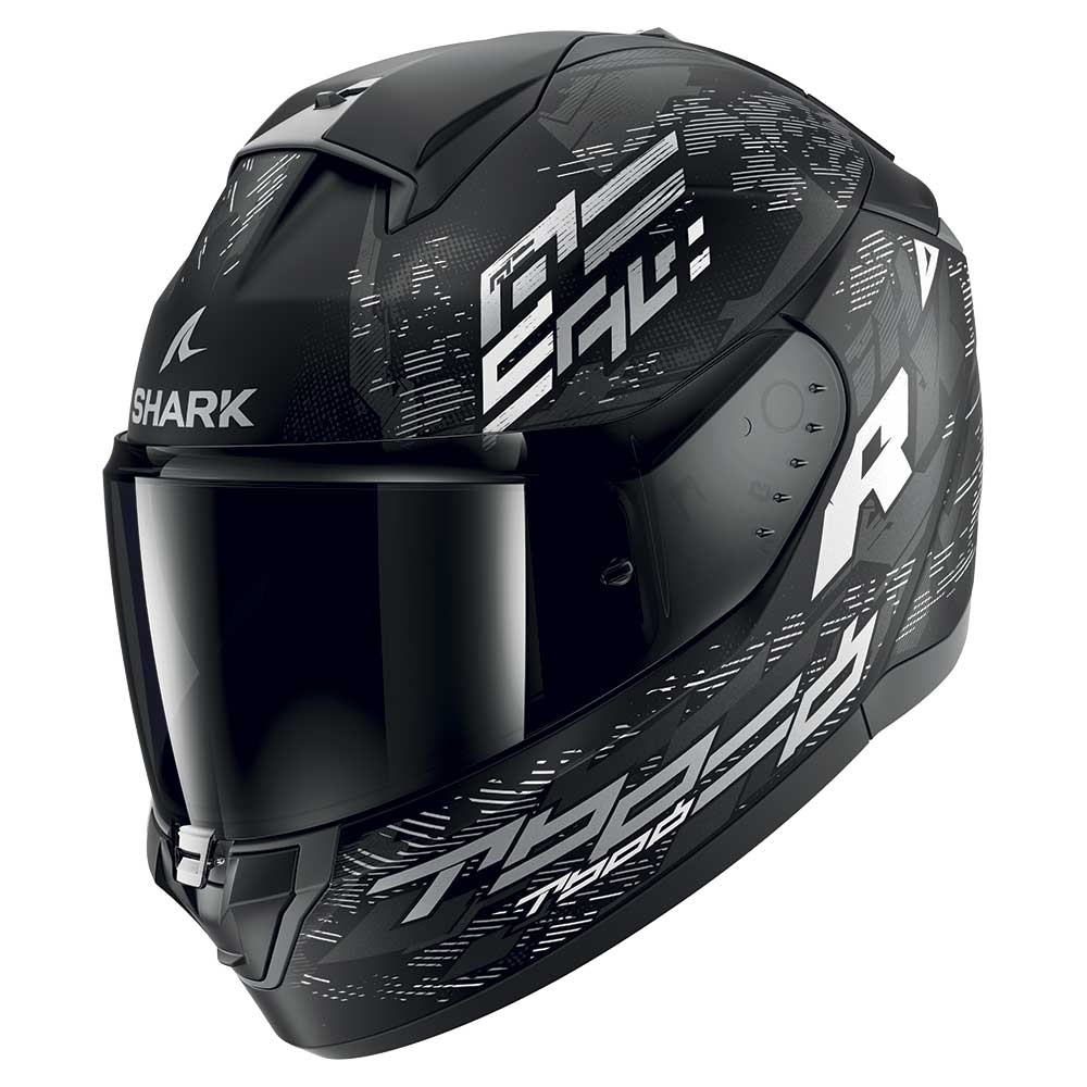 Casco Moto Integrale Shark RIDILL 2 MOLOKAI Mat Nero Bianco Silver